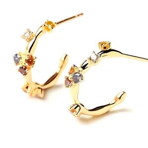 18k gp .925 sterling silver minimalist stud earrings; nwot